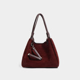 2025 High texture matte portable tote bag popular new two-layer anti-velvet cowhide retro fashion shoulder messenger bag