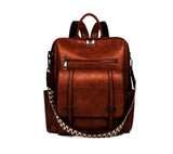 retro women's backpack new high-end PU soft leather dual-purpose shoulder bag large-capacity commuter backpack women