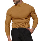 KKBOXLY 2025 Autumn and winter long-sleeved German velvet bottoming shirt 2025 casual solid color semi-turtleneck tight long-sleeved top men