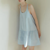 Summer new tencel hemp solid color dress clear and sweet sleeveless U-neck skirt minimalist short A-shaped skirt