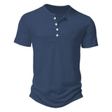 KKBOXLY 2025 popular summer short-sleeved men's T-shirt casual sports T-shirt New n retro bamboo men's Henry shirt
