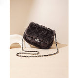 2025 Autumn and winter new cover bag plush premium small fragrant wind small square bag casual diamond chain bag single shoulder messenger bag women's bag