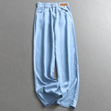 Lyocell cool thin soft and comfortable loose straight-leg pants show long legs versatile wide-leg women's pants jeans C047