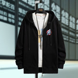 kkboxly  Letter V In The Mist Print Men's Hooded Sweatshirt Casual Long Sleeve Hoodies With Full Zip-Up Gym Sports Hooded Jacket