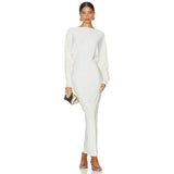 2025 G24DS234  New women's clothing autumn new fashionable and elegant solid color long-sleeved loose big halter dress