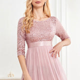 2025spring and summer Popular trade new product simple sequined tulle A pendulum dress party  girlfriends banquet evening dress