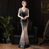 2025 Evening dress female company annual meeting host banquet temperament light luxury niche high-end sequined slim long dress