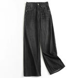 Thin soft and comfortable cover-up slim high-waisted straight-leg pants summer new versatile wide-leg pants women's jeans D149