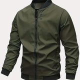 kkboxly  Fashionable Men's Trendy Zipper Versatile Stand Collar Windproof Jacket, Versatile And Comfortable, Suitable For Dates