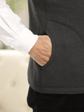 kkboxly  Vintage Warm Winter Vest, Men's Casual Button Up V Neck Vest For Fall Winter
