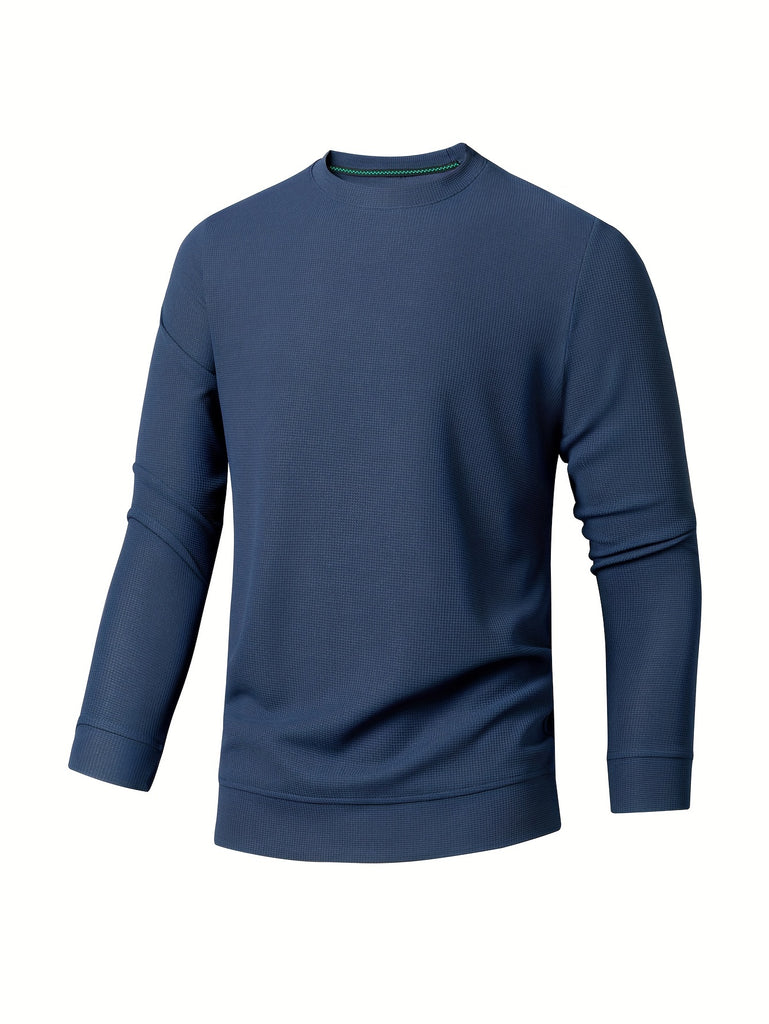 kkboxly  Men's Crew Neck Sweatshirt Pullover For Men Solid Color Sweatshirts For Spring Fall Long Sleeve Tops