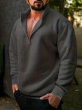 kkboxly  Men's Sweatshirt Pullover For Men Solid Zipper Collar Sweatshirts For Winter Fall Long Sleeve Tops