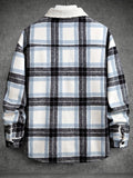 kkboxly  Men's Trendy Plaid Fleece Lined Coat Warm Jacket Long Coat Outwear For Men Winter Autumn Hiphop Style Streetwear