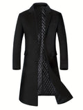 kkboxly  Stylish Woll Blend Men's Trendy Retro Solid Long Sleeve Coat Windbreaker Lapel Long Coat For Autumn Winter