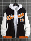 Retro Letter Print Preppy Varsity Jacket, Men's Casual Baseball Jacket Coat Regular Fit College Hipster Windbreaker For Spring Autumn