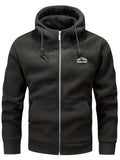 kkboxly  Men's Warm Polar Fleece Jacket, Casual Hooded Coat With Kangaroo Pocket