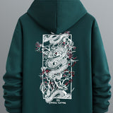 kkboxly  Dragon Print, Men's Casual Hoodie, Drawstring Pocket Hoodie