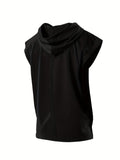 kkboxly Plus Size Men's Running Fitness Sports Sleeveless Hoodie, Light And Breathable, Loose Short -Sleeved Sports And Leisure Fashion New Models
