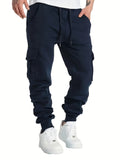 Classic Design Multi Flap Pockets Cargo Pants, Men's Casual Sweatpants Drawstring Cargo Pants Hip Hop Joggers For Autumn Summer Outdoor