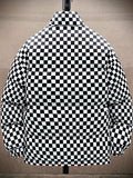 kkboxly  Men's Stylish Checkered Puffer Coat With Pockets, Casual Breathable Stand Collar Zip Up Long Sleeve Warm Top For City Walk Street Hanging Winter Outdoor Activities