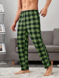 kkboxly  Men's Casual Plaid Pattern Long Pant Pajamas, Homewear Trendy Trousers Loungewear Sleepwear