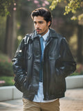 kkboxly  Men's Solid PU Jacket, Cool Personalized Cargo Jacket With Pockets For Autumn/winter, Men's Clothing, Plus Size
