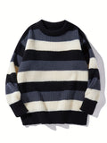 Men's Casual Slight Stretch Sweater, Comfy Thermal Crew Neck Tops For Men's Winter/Autumn Outdoor Activities