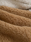 kkboxly  Plus Size Men's Contrast Color Fleece Jacket Fashion Casual Thick Coat For Fall Winter, Men's Clothing