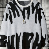 Men's Trendy Knitted Pullover, Casual Slightly Stretch Breathable Loose Sweater For Outdoor Fall Winter