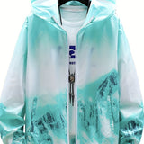 kkboxly  Men's Mountain Landscape Graphic Sun Protection Jacket Ultra Light Thin Breathable Leisure Sports Outdoor Cycling Jacket Hoodie Skin Clothing For Men & Women