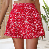 kkboxly  Floral Print Ruffle Hem Shorts, Casual Shorts For Spring & Summer, Women's Clothing