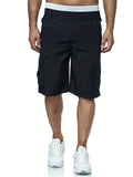 kkboxly  Classic Design Cargo Shorts, Men's Casual Multi Pocket Loose Fit Cargo Shorts For Summer Outdoor