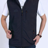 kkboxly Zipper Pockets Cargo Vest, Men's Casual Outwear Stand Collar Zip Up Vest For Spring Summer Outdoor Fishing Photography