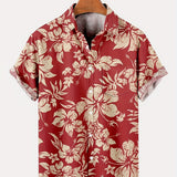 2025 kkboxly  Retro Floral Printed Hawaiian Shirt for Men - Oversized Casual Loose Top for Summer Beach and Casual Wear