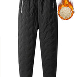 kkboxly Men's Loose Fit Warm Thick Joggers, Casual Windproof Sports Pants For Fall Winter