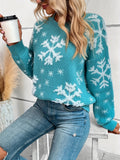 Long Sleeve Snowflake Pattern Casual Crew Neck Sweater for Winter & Fall, Women's Clothing