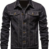 kkboxly Men's Casual Denim Jacket, Street Style Button Up Jacket