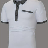kkboxly  Men's Polo Shirts, Casual Black Slim Fit Lapel Button Up Polo Shirt