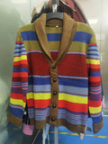 kkboxly  Elegant Retro Button Up Slightly Stretch Cardigan Jacket, Men's Casual Color Block Vintage Style V Neck Sweater Cardigan Coat For Fall Winter