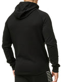 kkboxly  Stripe Pattern, Men's Zipper Hooded Jacket, Casual Comfy Loose Long Sleeve Hoodie, Men's Clothing