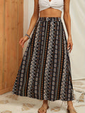 kkboxly  Tribal Print High Waist Skirts, Vacation Comfy Maxi Skirts, Women's Clothing