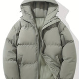 kkboxly  Classic Design Warm Hooded Jacket, Men's Casual Cotton Padded Jacket Coat For Outdoor Activities