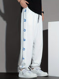 kkboxly  Men's Letter Print Joggers, Casual Stretch Tapered Sports Pants