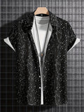 kkboxly  Milky Way Pattern Casual Short Sleeve Shirt, Men's Hawaiian Shirt For Summer Vacation Resort