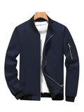 kkboxly  Stand Collar Jacket Men's Casual Baseball Jacket Coat Regular Fit College Hipster Windbreaker For Spring Autumn