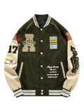 kkboxly Men's Oversize Vintage Baseball Jacket with Embroidered Letters Print - Perfect Gift for Him!