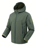 kkboxly  Men's Casual Hooded Warm Soft Shell Waterproof Windbreaker Jacket Coat Regular Fit Coat For Winter Autumn Outdoors Hiking