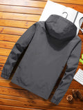 kkboxly  Men's Casual Hooded Windbreaker Jacket, Chic Zip Up Jacket For Outdoor Activities