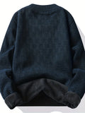 kkboxly All Match Knitted Sweater, Men's Casual Warm Slightly Stretch Crew Neck Pullover Sweater For Men Fall Winter