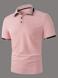 kkboxly  Men's Causal V-neck Button Up Short Sleeve Polo Shirts Men's Comfortable Tops For Summer